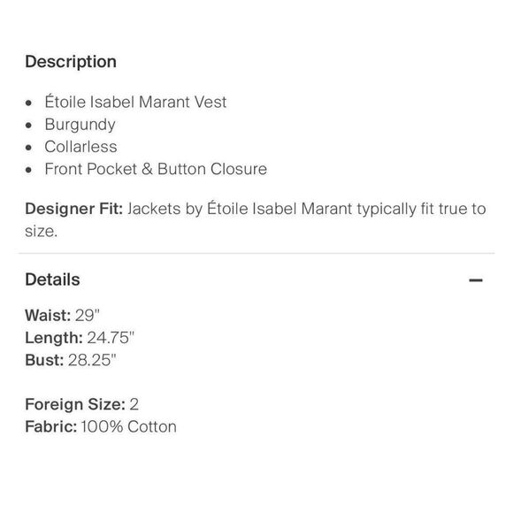 etoile isabel marant Authentic solid Rose red Vest cardigan top sweater 2 Xs - Picture 9 of 9